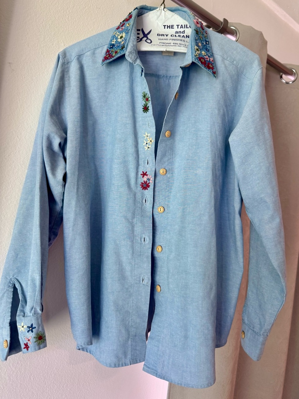 Koret Light Blue Embroidered Button-Down Shirt